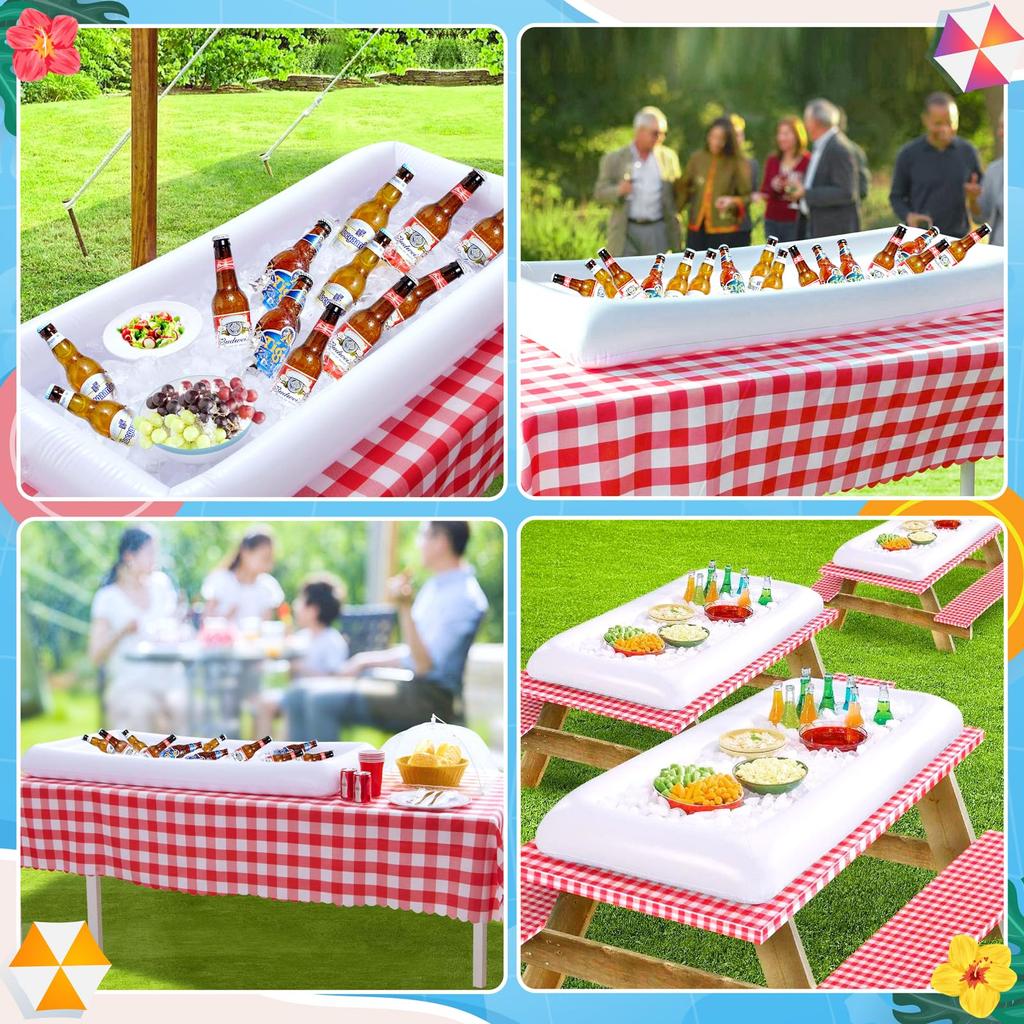 Inflatable Cooler Serving Bars Pool Party Coolers Food Holder Ice for BBQs Picnics Indoor Outdoor Luau Supplies with Drain Plug