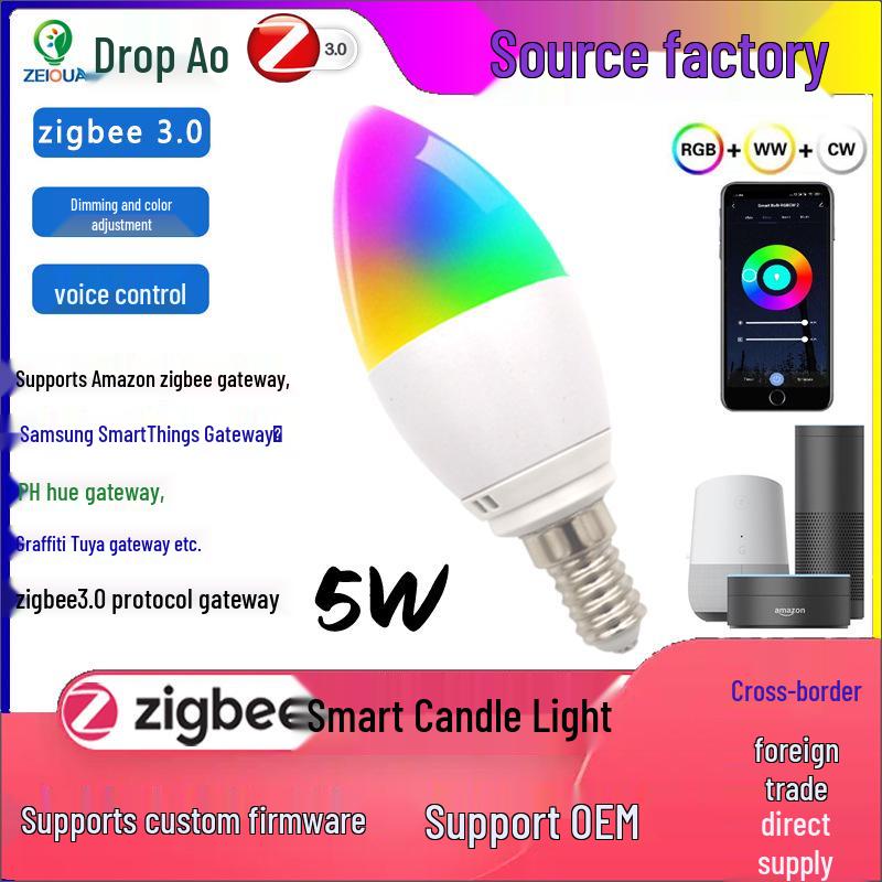 Zigbee Smart Candle Light: Alexa-Enabled, Color-Changing, Dimmable Mobile App Remote Support.