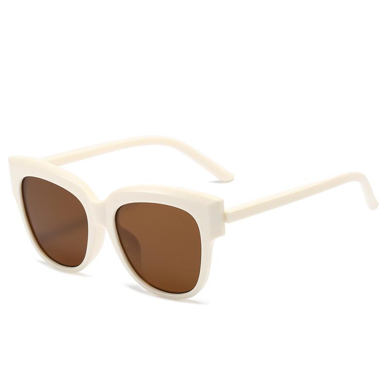 Simple designer personalized cat eye large frame sunglasses for men and women, retro candy contrasting color YK sunglasses