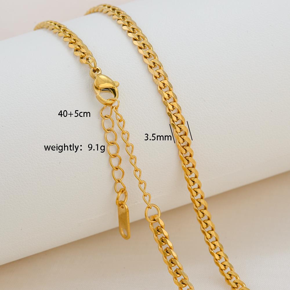 Élégant Collier Chaîne Boîte en Acier Titane Plaqué Or 18 Carats pour Femmes