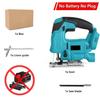6 Gear Adjustment Cordless Electric Jigsaw Household Portable Curved Saw Multi-Function Woodworking Power Tool Blue