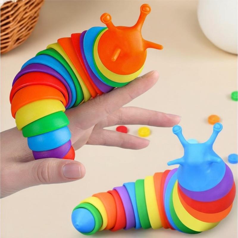 3D Flexible Articulated Slug Snail Toy - Colorful All Ages Anti-Anxiety Sensory Relief Fidget Toy for Children