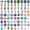 925 Silver Purple,Blue,Green Dog Paw,Heart-Shaped,Glass Bead Pendant,European Original Bracelet DIY Accessory Exquisite Jewelry