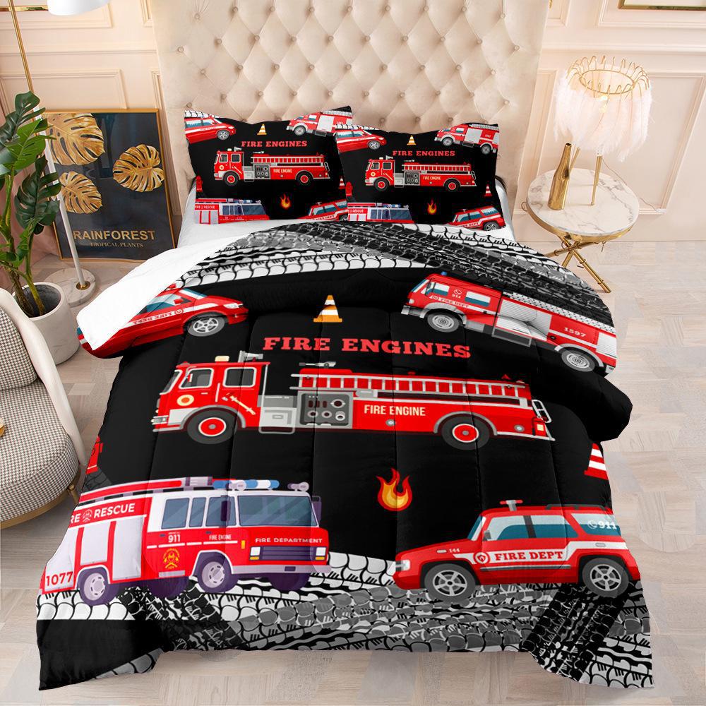 Cartoon Tractor Duvet Cover Pillowcase 2/3Pcs New Monster Trucks Bedding Set King Twin Double Child Quilt Cover