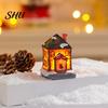 Desktop Christmas House Ornament Glowing Romantic Warm Lighting Resin Craft Small Glow LED Snow Covered Decoration Figurine Statue Party Festival Gift