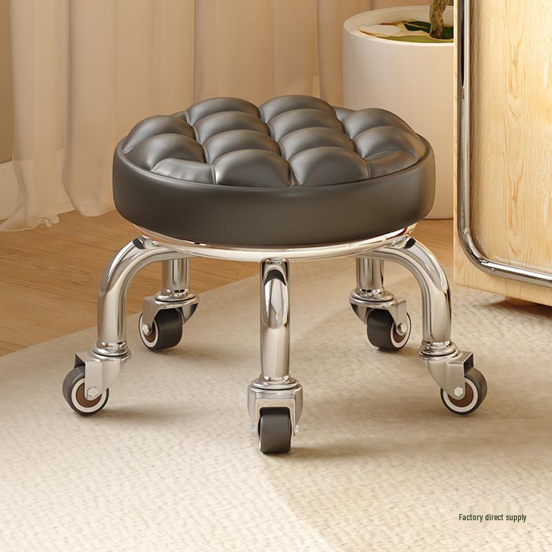 Silent Household Low Stool on Wheels - Multipurpose for Shoe Changing, Baby Moving, and Floor Cleaning