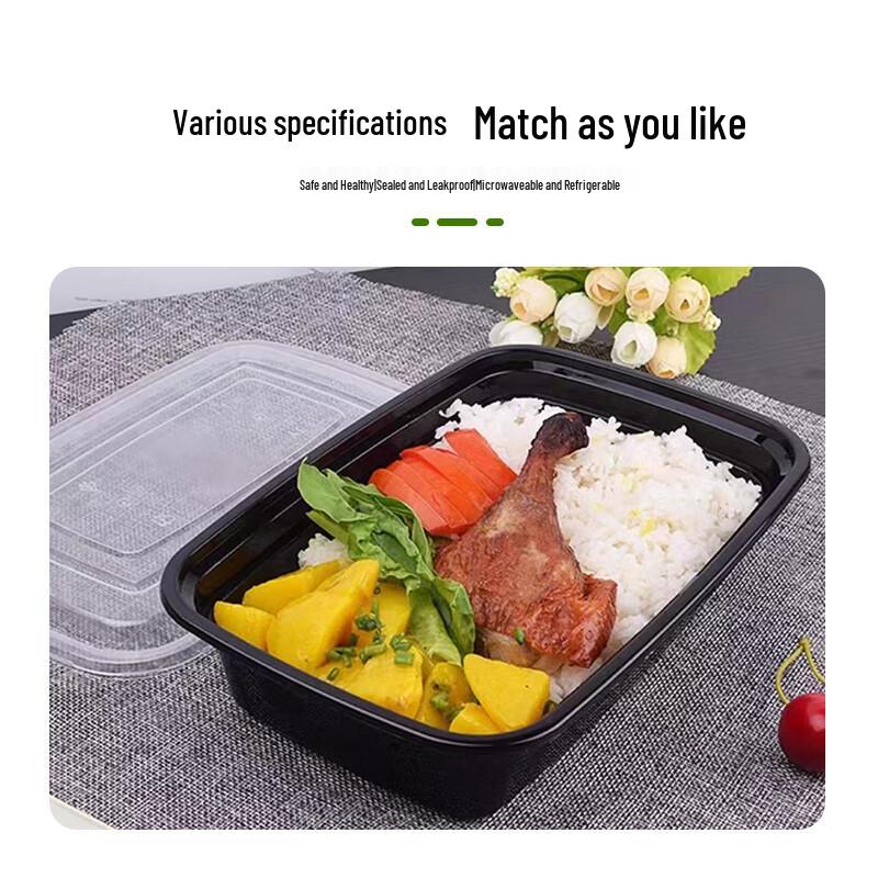 Disposable 750ml Rectangular Takeaway Food Containers with Lids