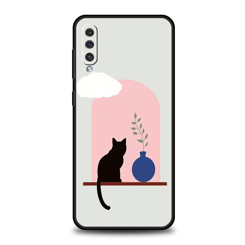 Милый Чехол для Телефона с Кошкой для Samsung A56 A36 A26 A24 A16 A14 A12 A32 A50 A70 A20S A22 A30 A40 A34 A54 A42 A52 A04s A06 5G Чехол Samsung A52 5G