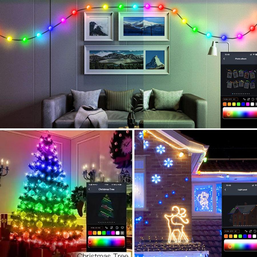 10M 100 LED Smart Globe String Lights RGB 16 Million Color Changing Starry Ball Fairy Light APP DIY Twinkle Fairy Lights