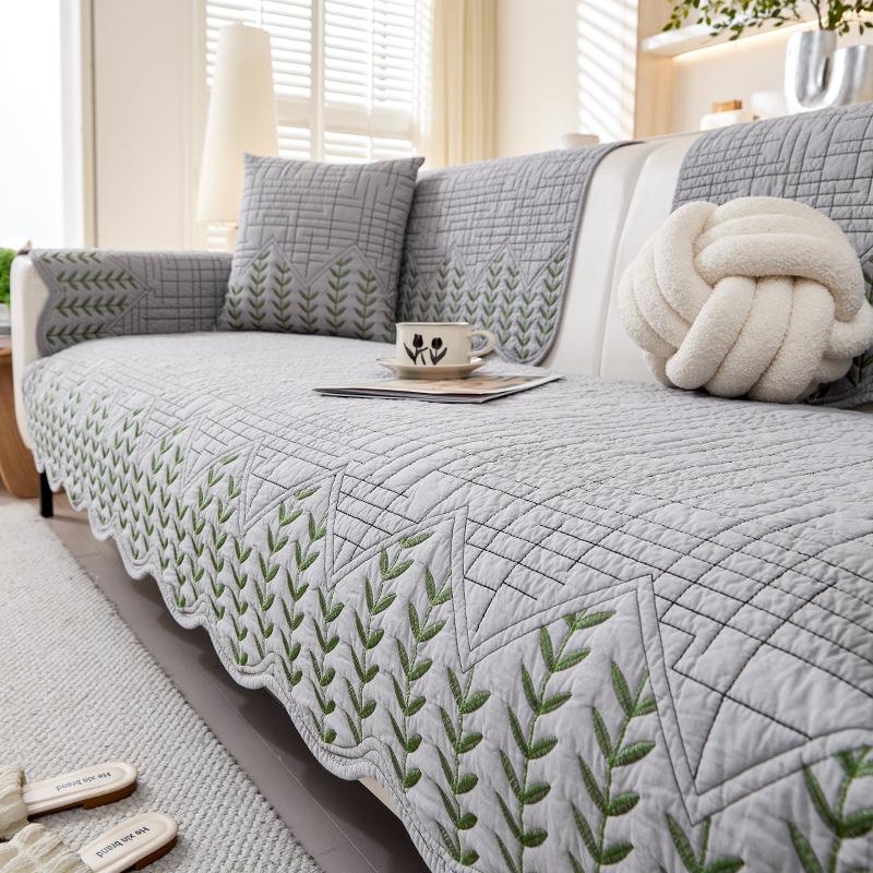 Universal Non-Slip In All Seasons, High-Grade Washed Cotton Sofa Cushion, Straight Row  New Sofa Cover