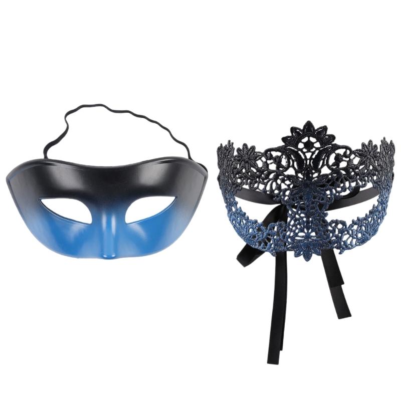 2 Part Set Elegant Half Face Pretend Disguises Thin Plastic For Halloween Parties & Celebratory Gatherings