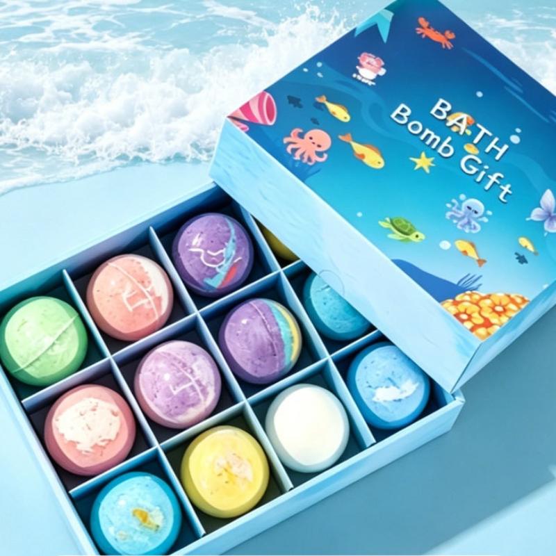 Amusant pour le bain avec le set de 12 bombes de bain pour enfants, bulles géantes naturelles et jouets de l'océan