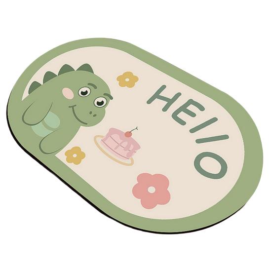 Cartoon Oval Bath Mat for Bathroom Non Slip Diatomaceous Floor Mat Super Absorbent Bathroom Rug Fit Under Door Quick Dry Floor Mat