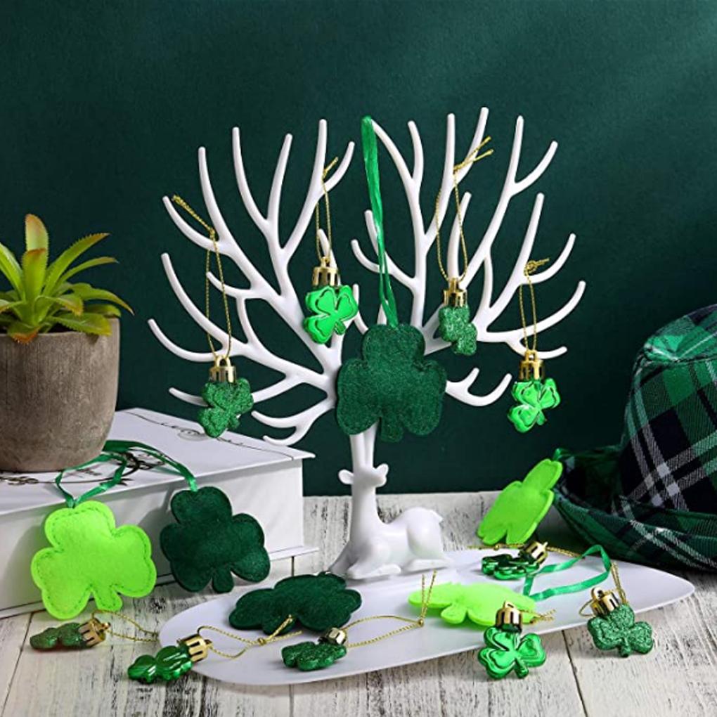 12 Pieces St Patricks Day Decorations Small Ornaments Props Festival Themed Adornments Cloth Hanging Felt for Scene Layout Use