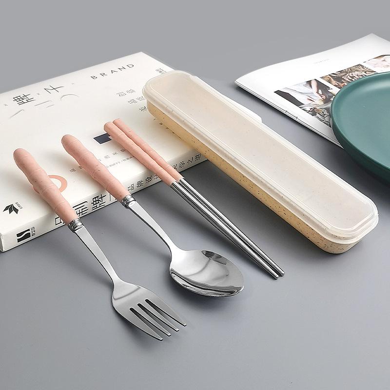 Set di posate ecologiche in paglia di grano: Cucchiaio, Forchetta e Bacchette in Giunto di Bambù - Ideali per Viaggio, Casa, Hotel o come Regalo.