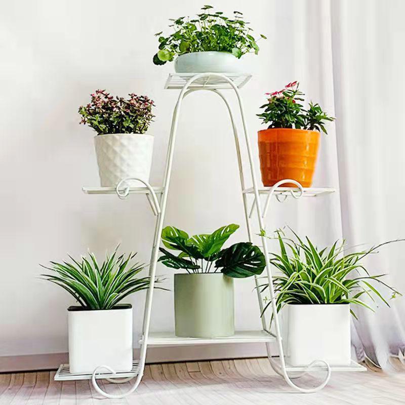 Multi-layer Indoor Flower Stand - Wrought Iron, Space-saving Decor Rack for Home & Balcony