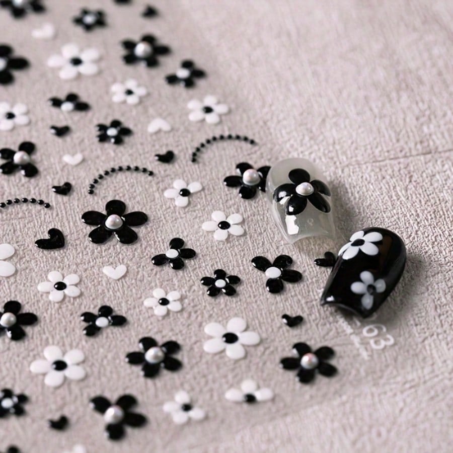 Self-Adhesive Nail Art Stickers with Flower Design