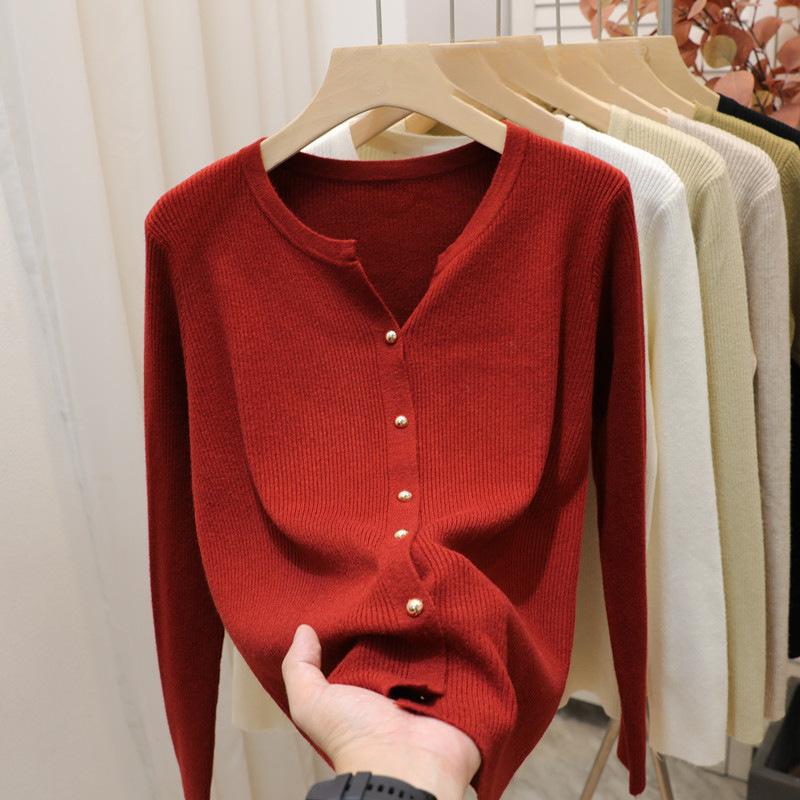 

Вязаный кардиган с длинным рукавом, женский новый осенний однотонный женственный вязаный свитер топ One Size бордовый