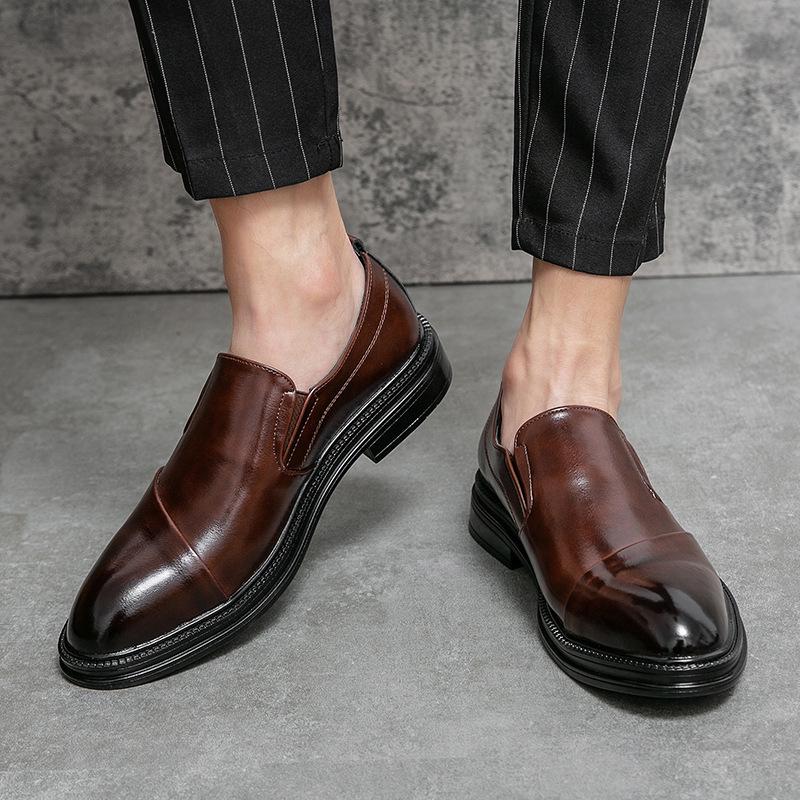 Men's Small Size Leather Shoes - British Casual, Formal, Versatile for Business, Wedding, and Groom.