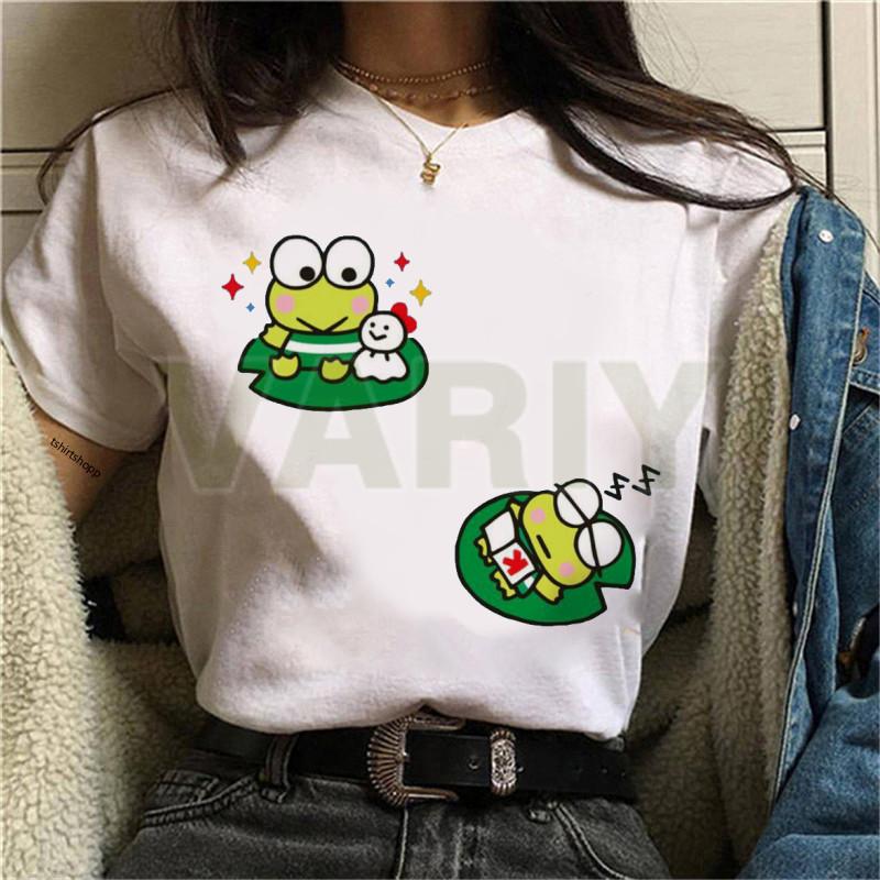 Retro dámské tričko Keroppi Gudetama Dej si koupel Potištěný top Korejské s krátkým rukávem Kulatý výstřih Dámské tričko Vhodné pro denní nošení