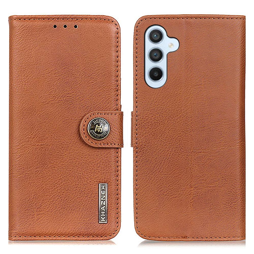 

KHAZNEH Phone Leather Case for Samsung Galaxy F34 5G/M34 5G,Wallet Stand Cowhide Texture Phone Cover Brown