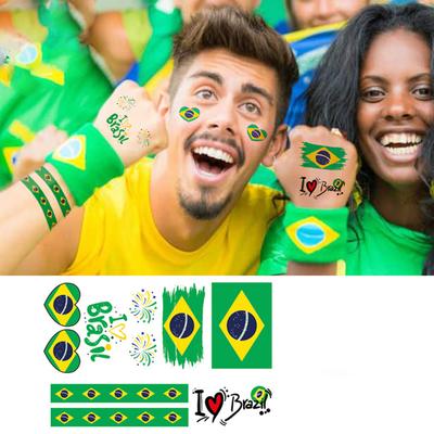 Brasilianische Flagge 6 Fußball Super Bowl Karneval Tattoo Aufkleber Sportspiel Party Temporäre Tattoo Aufkleber für Männer und Frauen