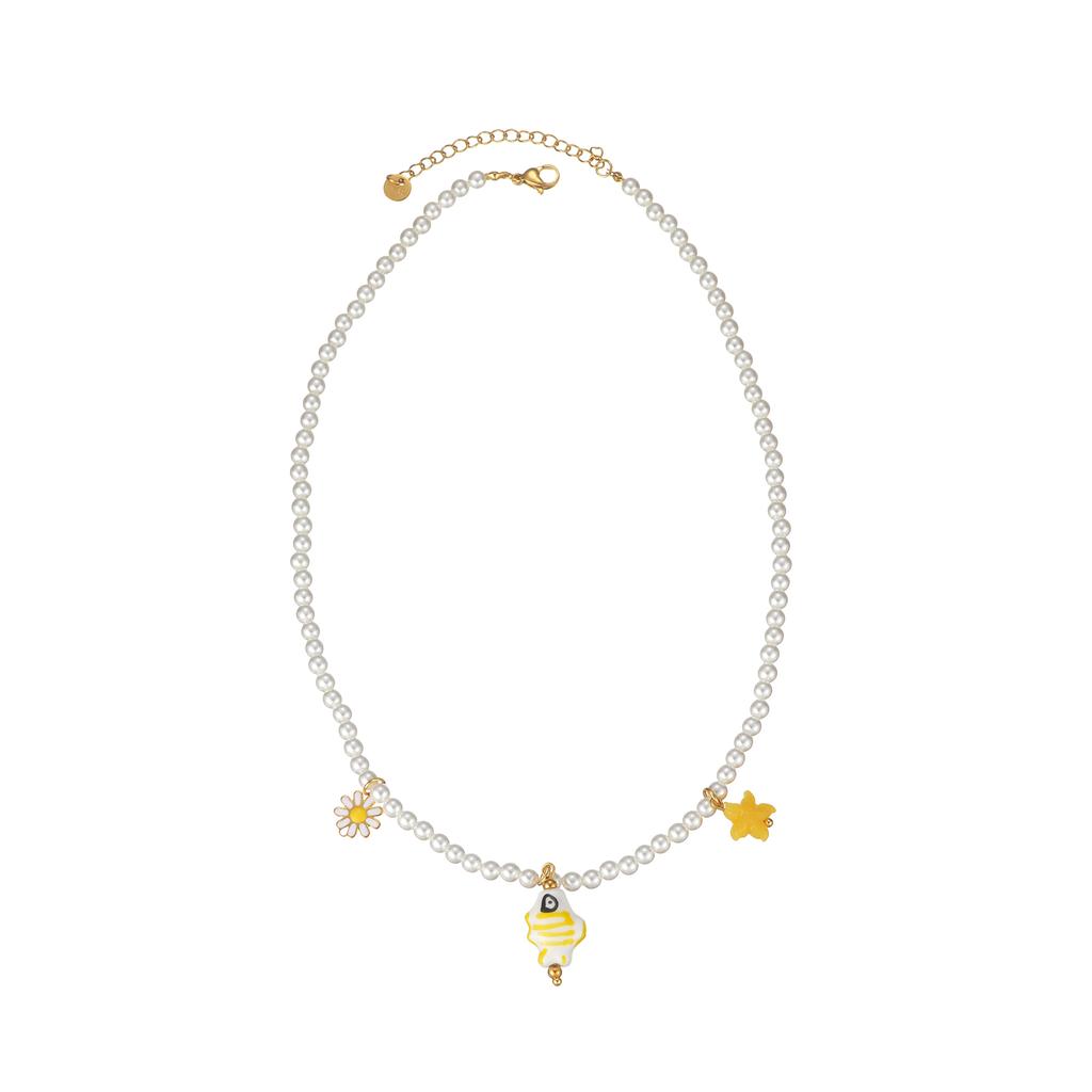 Atoztide Moda Collar con Colgante de Cereza para Mujer Acero Inoxidable Múltiples Estilos Perla de Imitación Cerámica Colgante Joyería Regalo