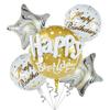 5Pcs/set Happy Birthday Party Balloon Round Heart Foil Helium Balloons Wedding Valentines Day Love You Decoration Supplies