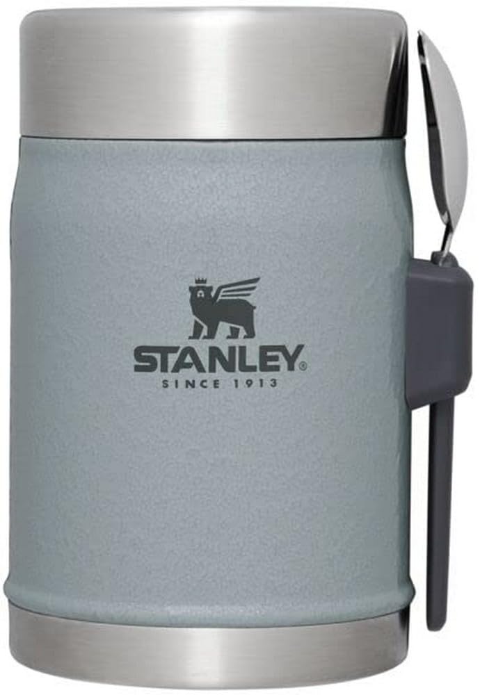 

Stanley Classic Legendary Classic Food Jar 14 Hammertone Silver + Spork, oz.,