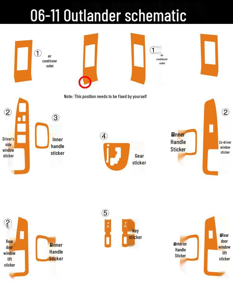 Applicable Carbon Fiber Interior Stickers for 06-11 Outlander Center Console Modification