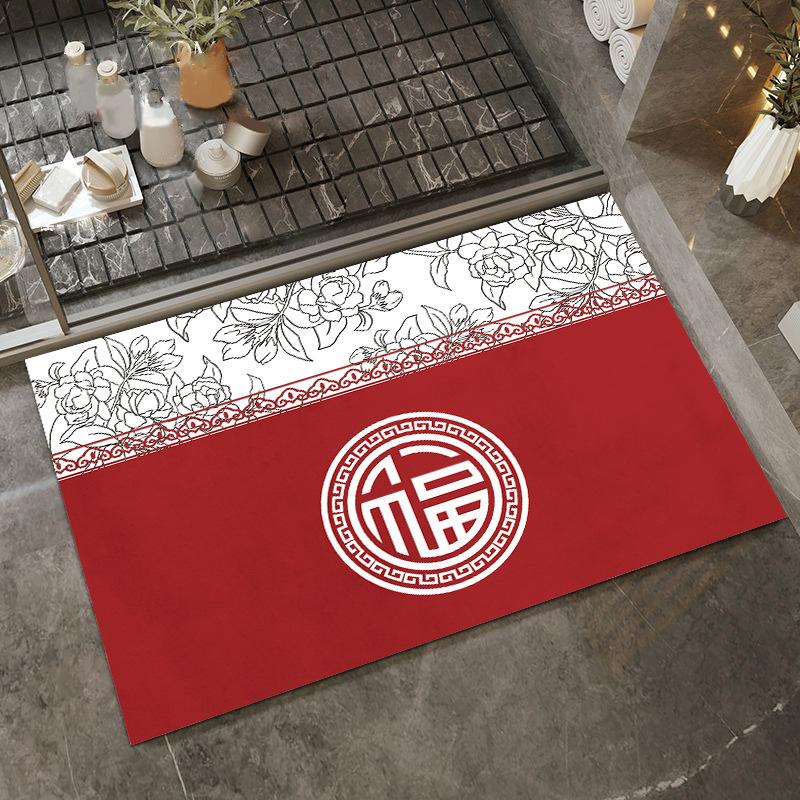 New Chinese style Door Mat Diatom Mud Bathroom Floor Carpet Water Absorbing Quick Drying Non Slip Kitchen Rug Home Decor Doormat
