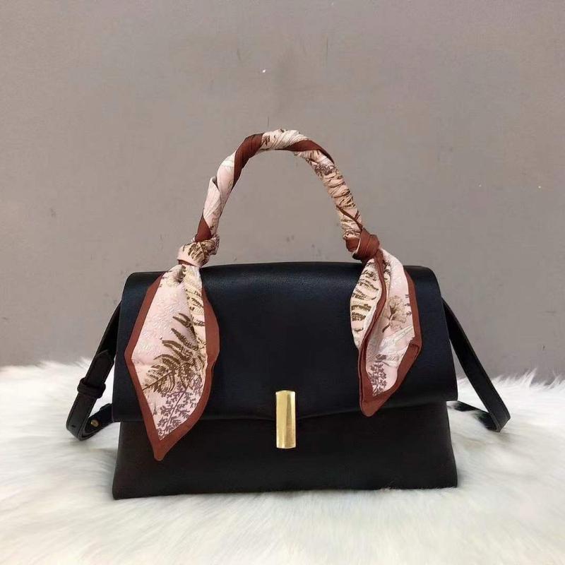 Кожаная женская сумка с шелковым шарфом, декоративная сумка через плечо, женская модная универсальная сумка через плечо (20cm <Max Length <30cm) чёрный