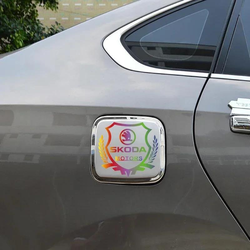 EMIW1 Car Window Emblem Colorful Sticker Badge Decal for Skoda Octavia Rapid Karoq Superb 3 Fabia 1 2 Kodiaq RS Yeti Vision Roomster