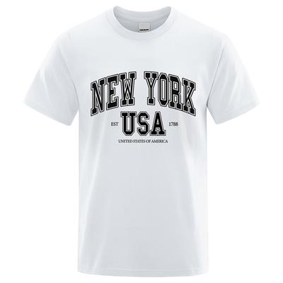 New York Usa Est 1788 Street City Letter Tops Men O-Neck Shirt Summer Loose Clothing Oversize Luxury Tshirt