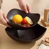 Creative Geometric Wood Grain Fruit Bowl - Retro Chinese Candy & Snack Display