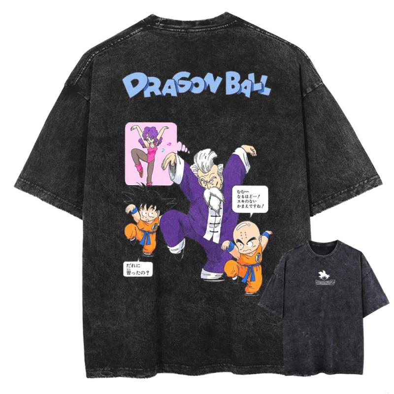 

Dragon Ball Jackie Chun Kid Goku Krilin Printed Tshirt Mens and Womens Washed Tshirt High Quality Vintage Cotton Tshirt M