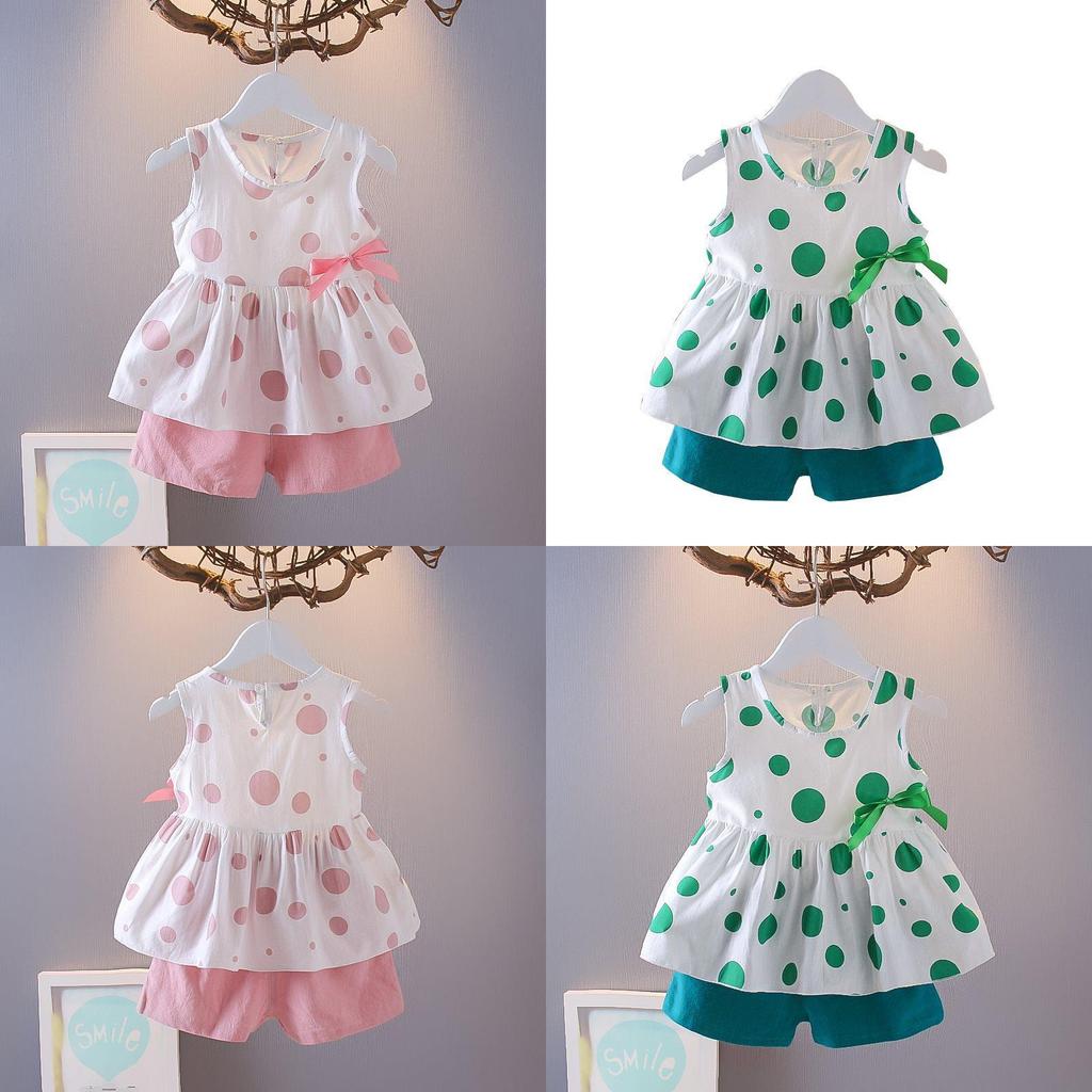 Bezauberndes zweiteiliges Sommerkleid-Set für kleine Mädchen, weich und leicht für Kleinkindalter eins bis drei