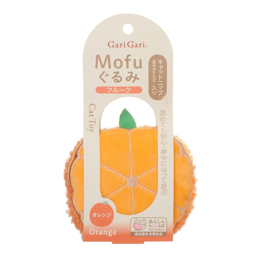 Mofu Plush Toy with Fruit (Orange) [Safe for Cats] Catnip Plush Toy, Stress Relief, Exercise Relief for Indoor Cats, Solitary Play, Body Pillow, Food