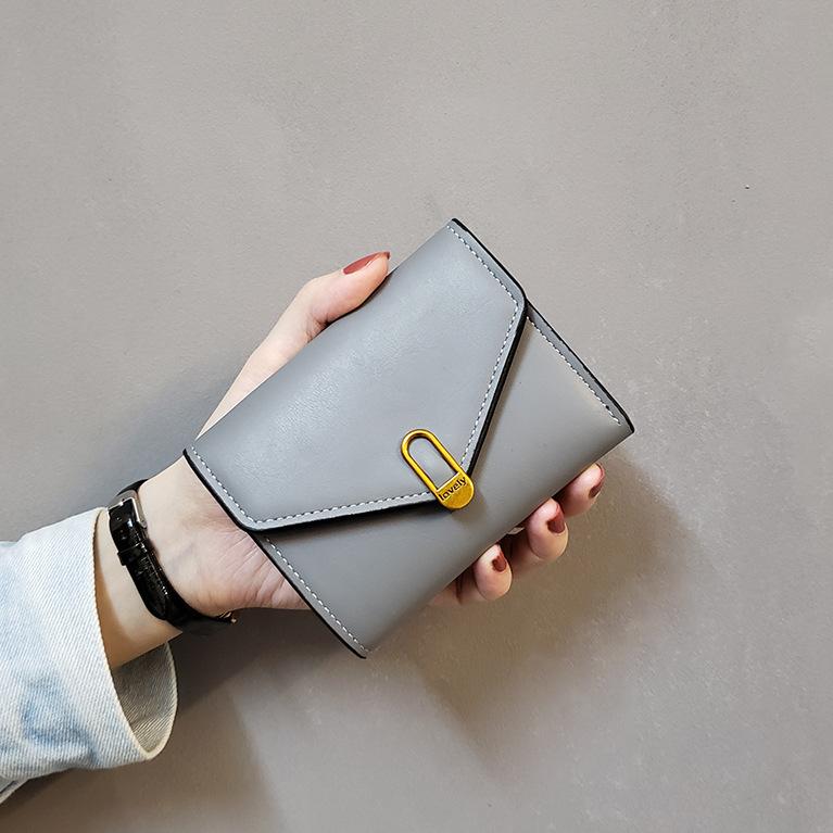 Women PU Leather Tri Fold Wallet Large Capacity Short Purse Envelope Flap Snap Closure Card Holder Coin Pocket ID Window Wallet