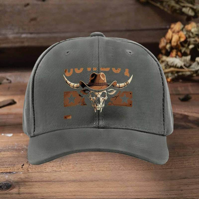 Western Cowbull Skull Trucker Hat Adjustable Wide Brim Retro Baseball Cap For Men Women Lightweight Casual Outdoor Cap