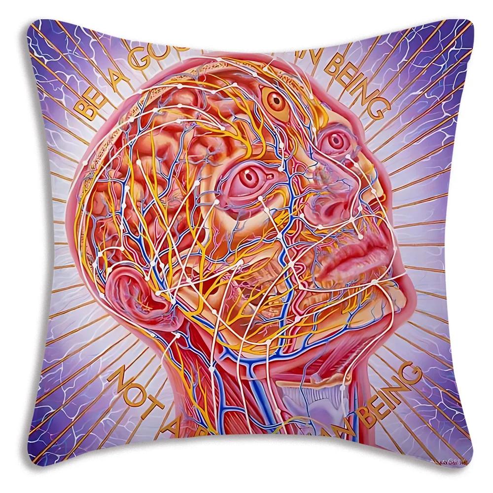Home Decor Colorful Psychedelic Human Figure Pillow Covers Pattern Cushion Cover Suitable for Sofa Bedroom Car Pillow Cover