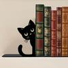2Pcs Black Cat Bookends for Shelves Cute Metal Book Holder for Desk Heavy Duty