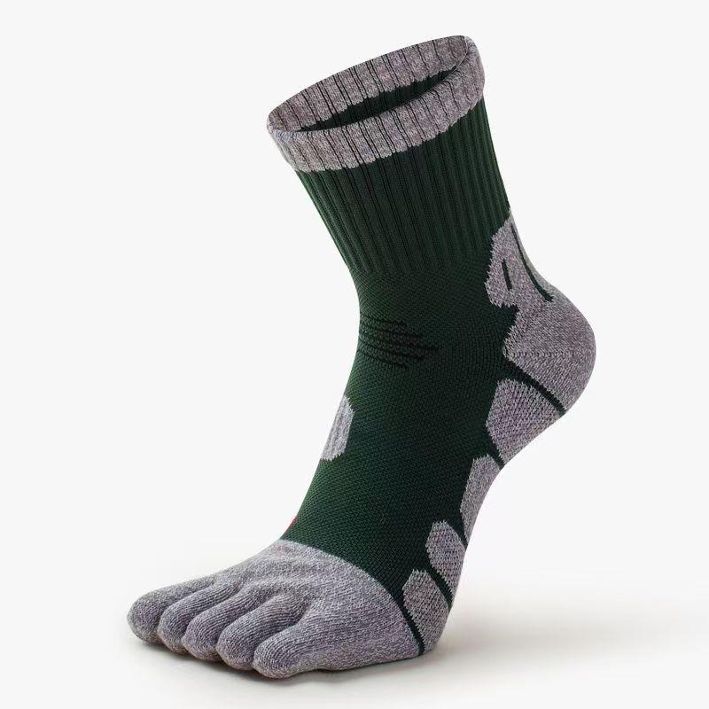 Men's Five-Toe Thick Terry Socks - Breathable, Sweat-Absorbent, Anti-Odor, Ideal for Autumn/Winter Outdoor Running