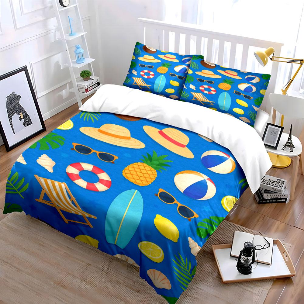 Pineapples, Hats, Beach Balls. Bedding Sets Duvet Cover Sets Duvet Covers Pillowcases(1 * Duvet Cover 2 * Pillowcases, Without Duvet Insert)