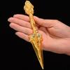 Golden Tantric Buddhist Steel Pestle Inlaid Gem Handicraft Auspicious Tibetan Demon Buddhism Desktop Home Gift Indoor Decorative