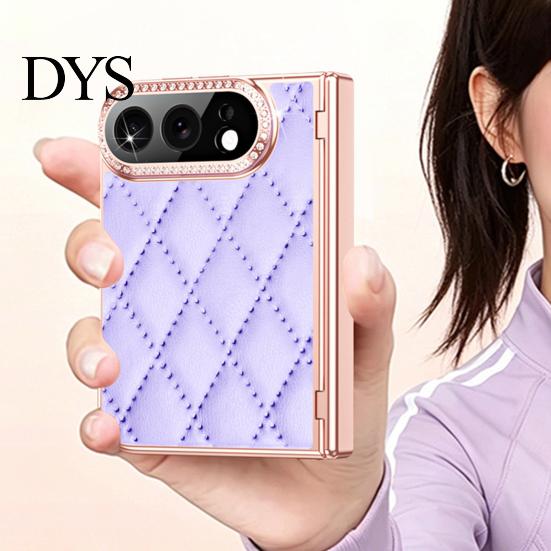 Foldable Phone Accessory Faux Leather Case for IPhone-Duo, with Screen Protector & Hinge Durable Protection, Rhinestone Cover, Anti-Scratch Anti-Drop