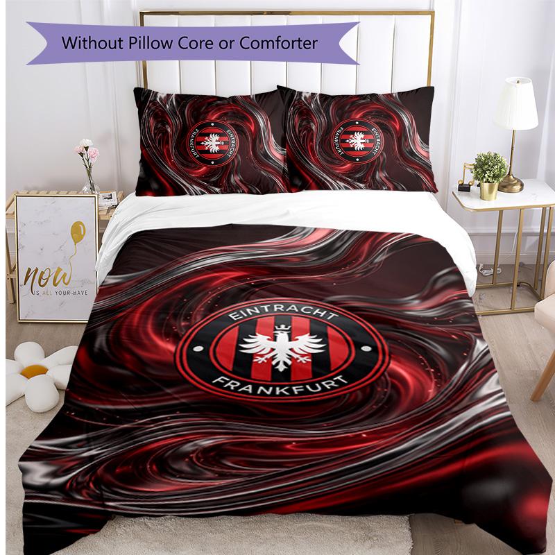 Eintracht Frankfurt Fußball Bedrucktes 3-teiliges Bettwäsche-Set, Bequemes Hautfreundliches Schlafzimmer Bettbezug-Set