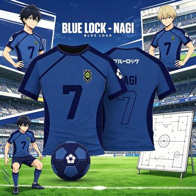 Anime Blue Lock Jersey 3D Print Nagi Soccer T-Shirts Men Women Short Sleeve Sports Tee Y2k Top Cosplay Blue Lock Football Top