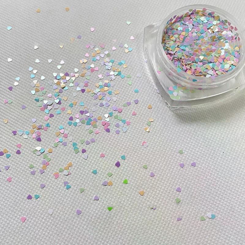1Jar 1mm Mini Sparkling Love Nail Glitter Sparkling Heart Nail Decoration Nail Salon Design Cute Accessories DIY Nail Art Design