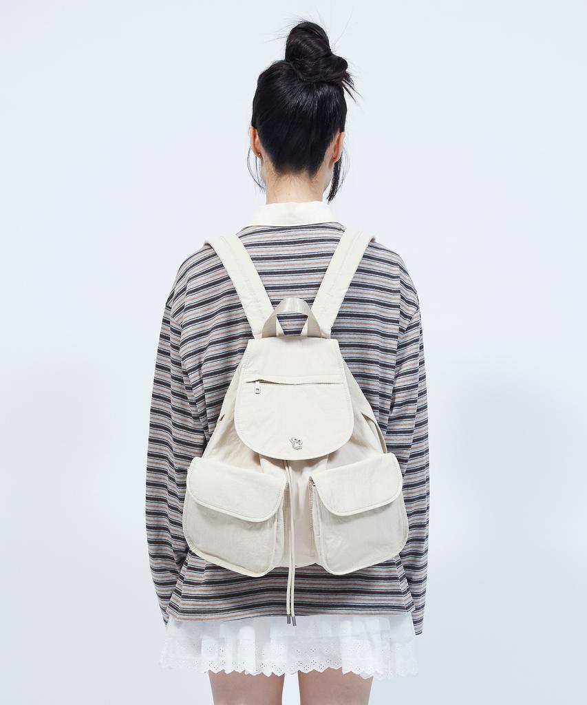 Lmr Floral Logo Light Two-Pocket Backpack Cream